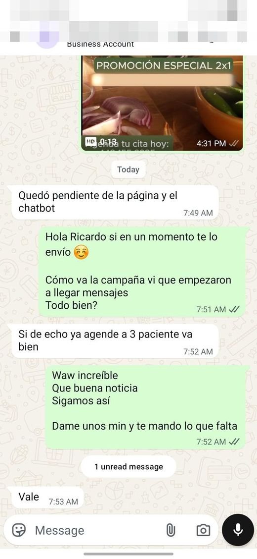 Mensaje de cliente satisfecho